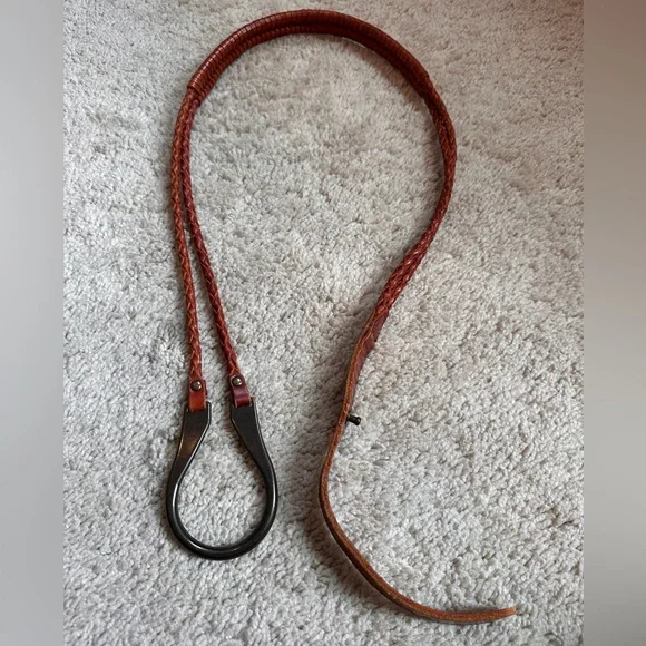 Anthropologie Women’s Brown Woven 100% Leather Belt Size Medium - Picture 3 of 5